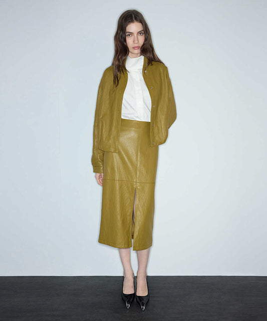 Leather-Effect Bomber Jacket