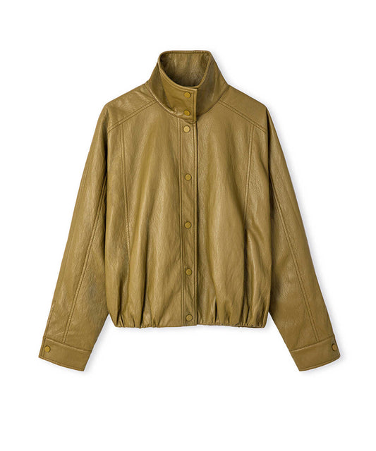 Leather-Effect Bomber Jacket