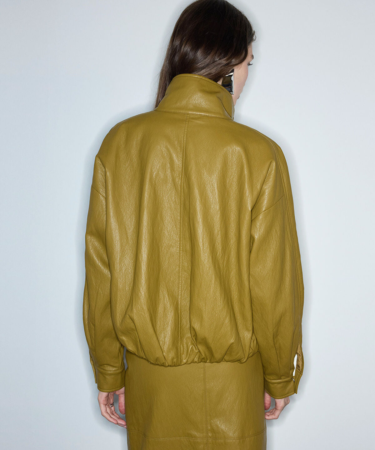 Leather-Effect Bomber Jacket