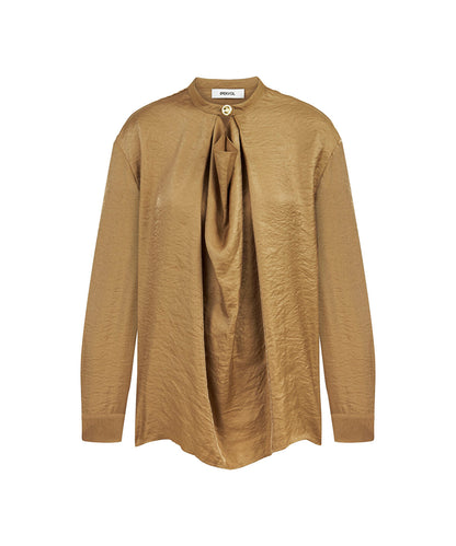 Draped-Neck Shimmer Blouse