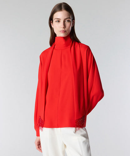 Embroidered Scarf Blouse