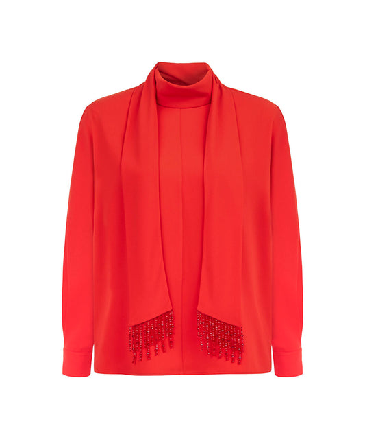 Embroidered Scarf Blouse