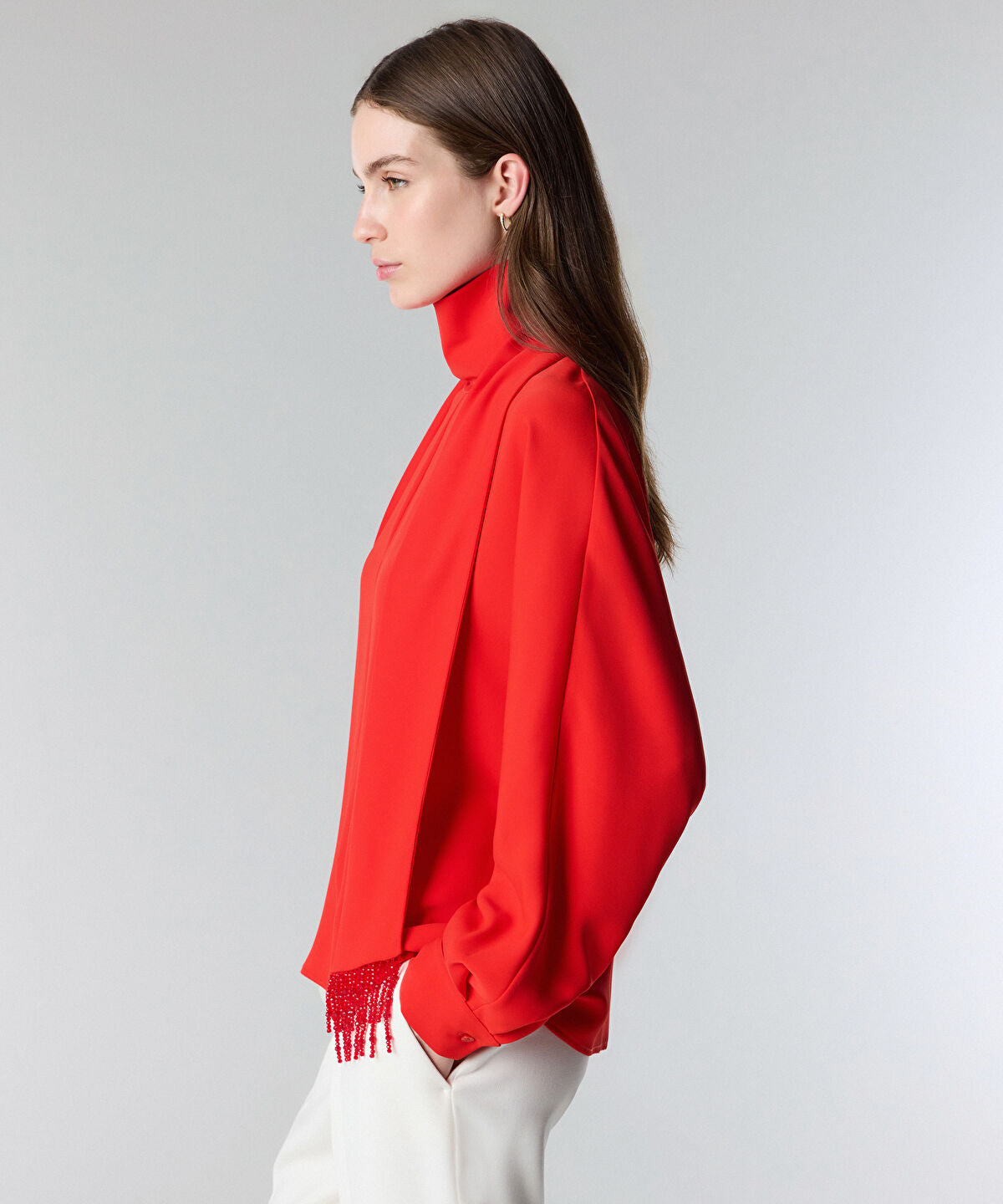 Embroidered Scarf Blouse