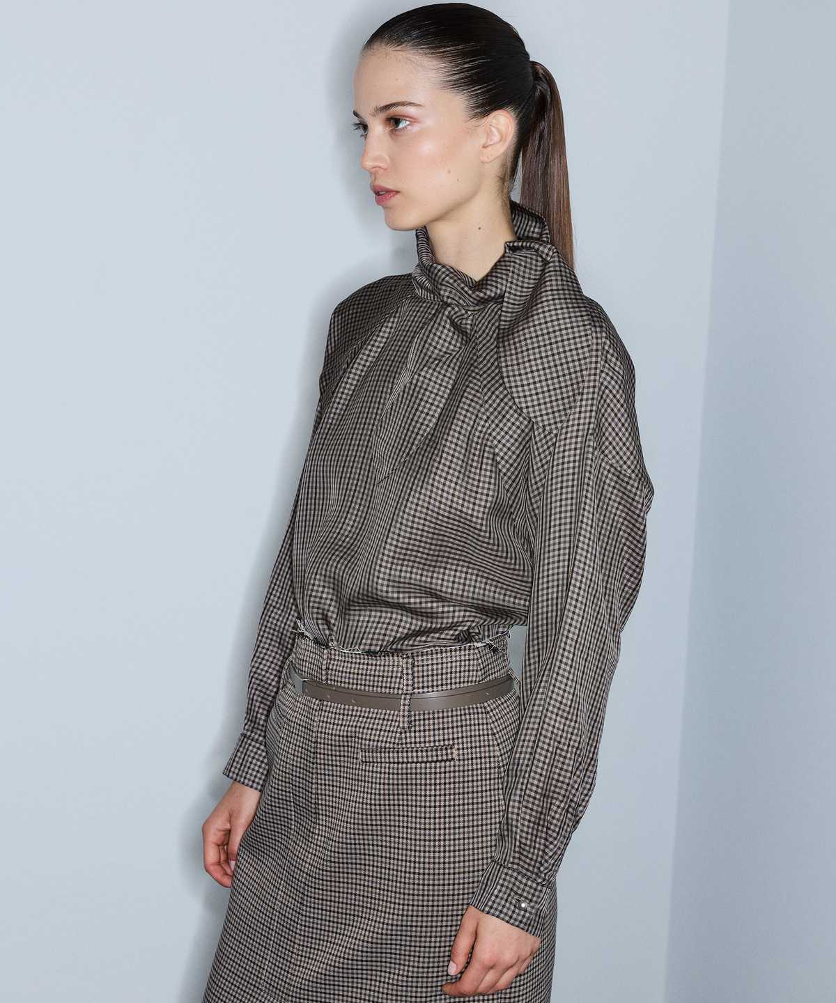 Gingham Tie-Neck Blouse