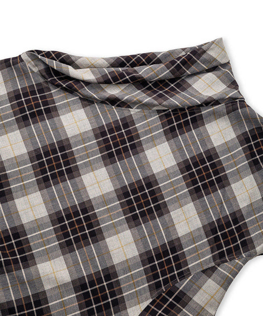 Plaid Boat-Neck Blouse