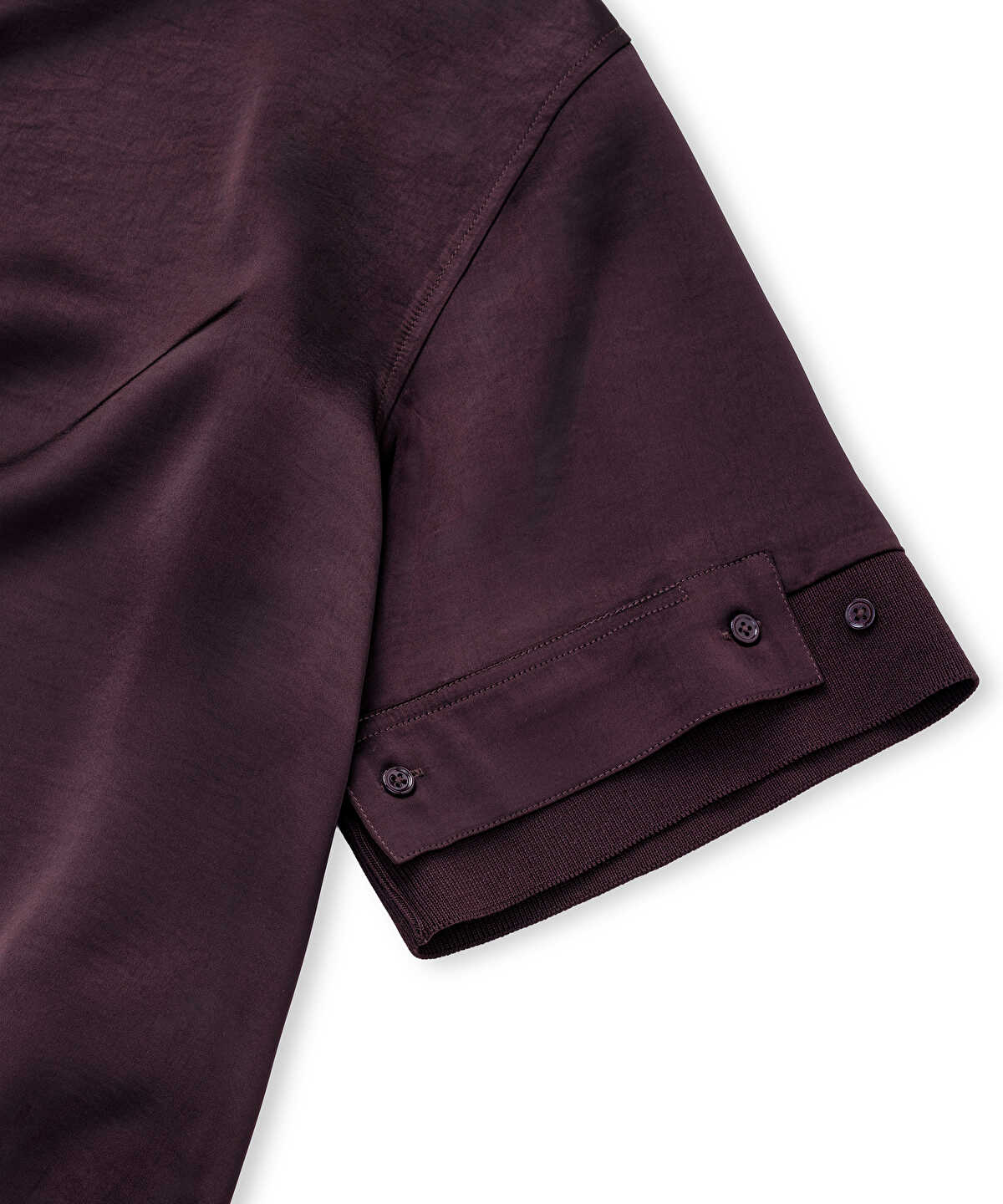 Ribbed-Trim Shiny Blouse