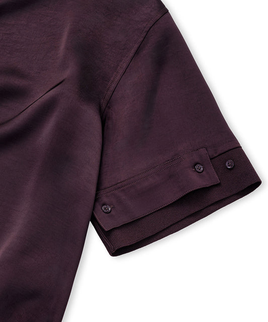 Ribbed-Trim Shiny Blouse