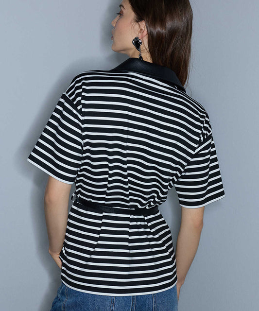 Mixed Media Belted Blouse