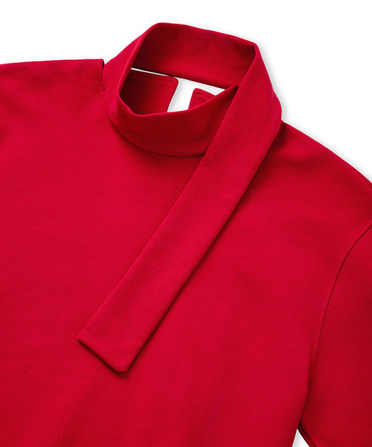 Scarf-Detail High-Neck Blouse