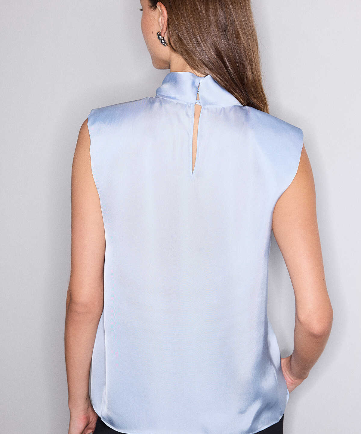 Satin-Look Scarf-Neck Top