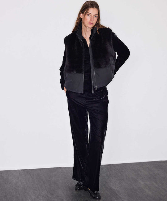 Contrast-Texture Bomber Vest