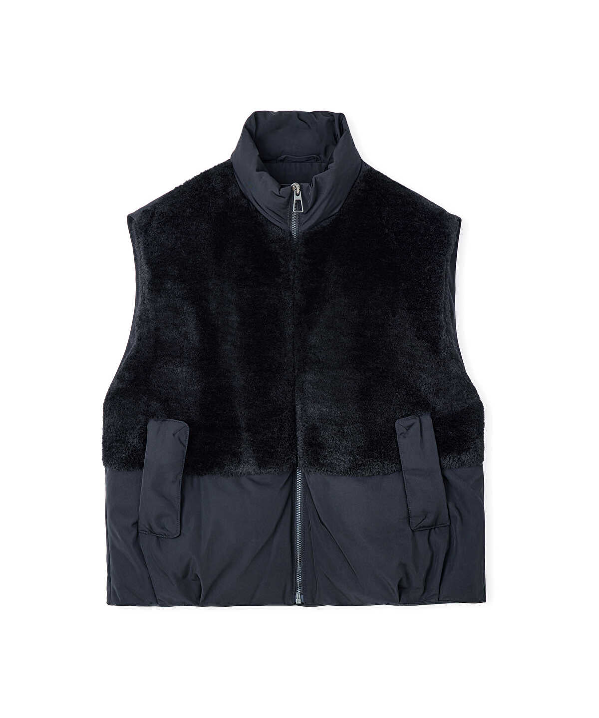 Contrast-Texture Bomber Vest