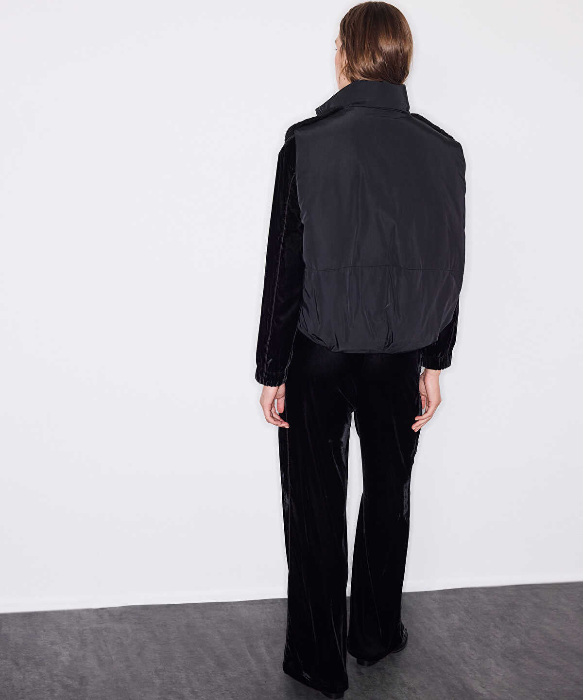 Contrast-Texture Bomber Vest