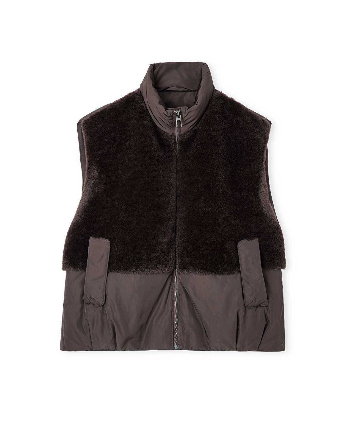 Contrast-Texture Bomber Vest