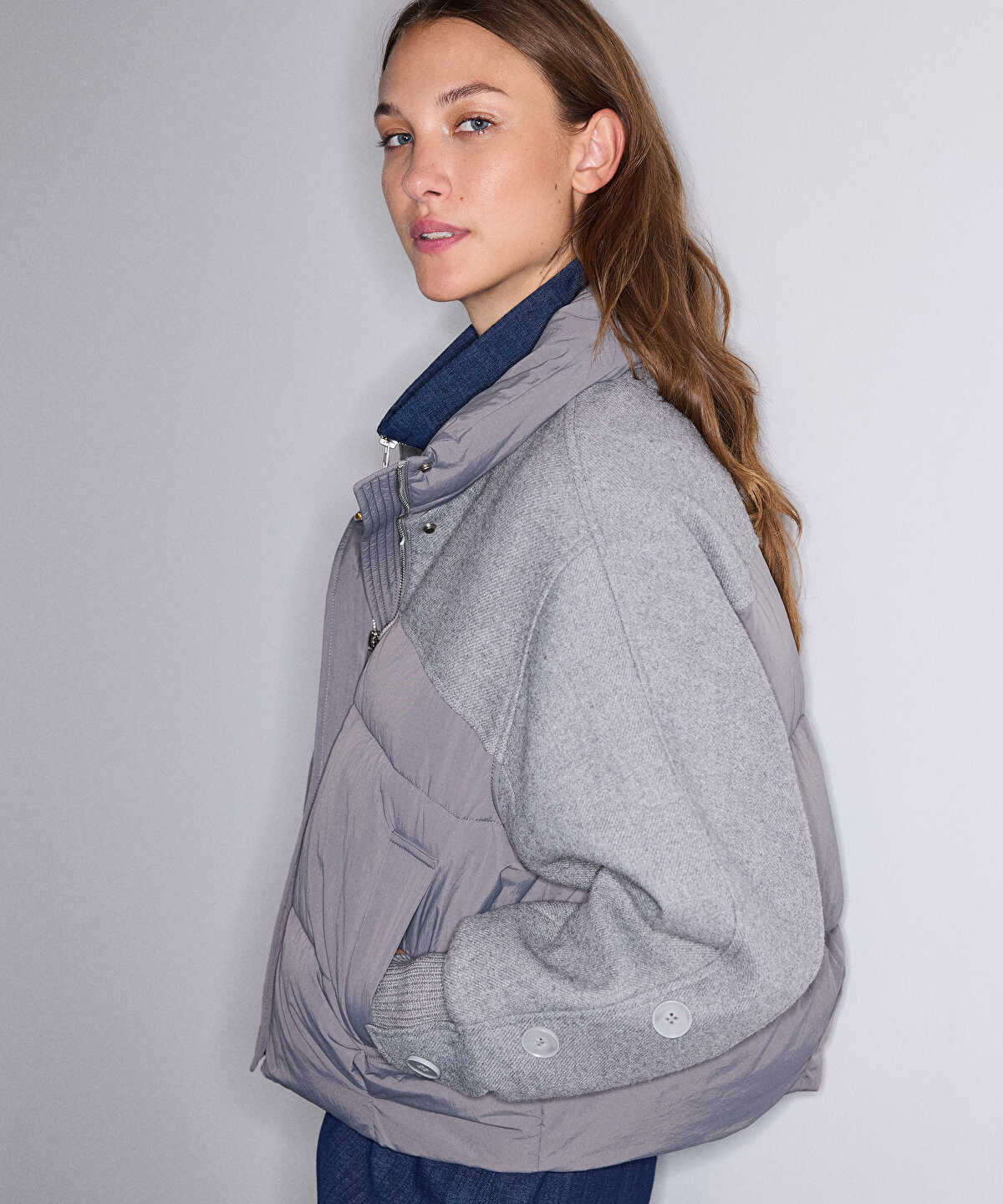 Mixed Media Puffer Coat