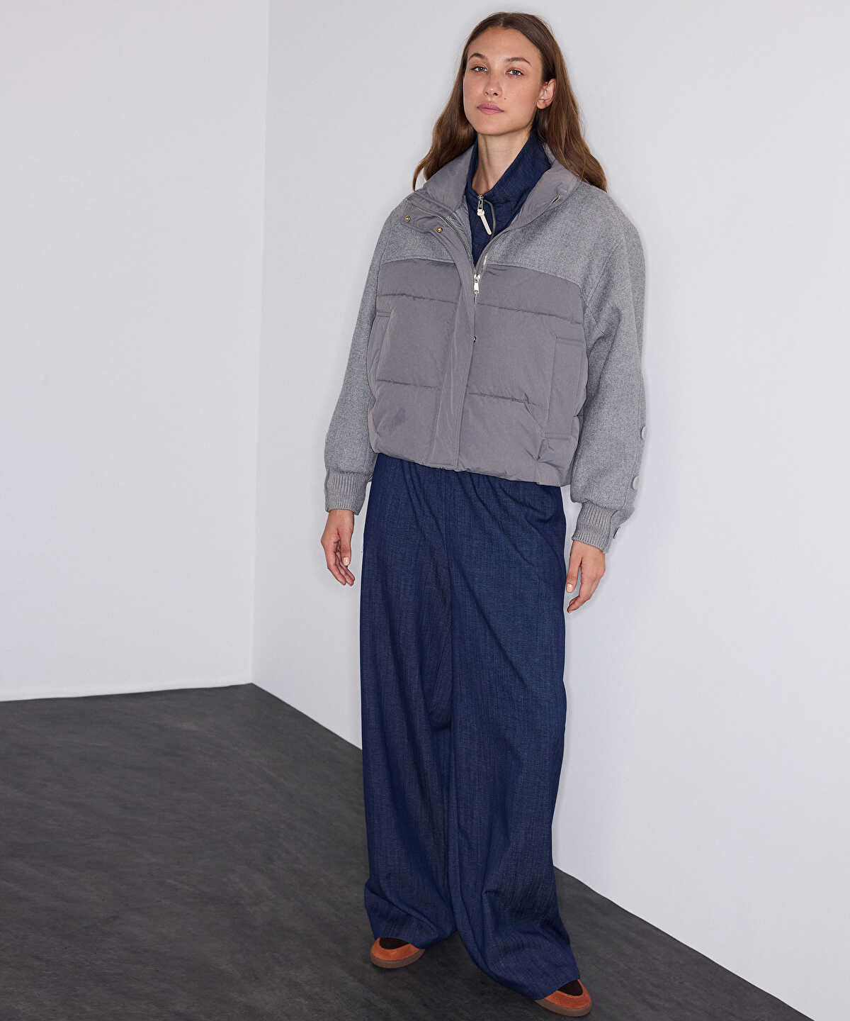 Mixed Media Puffer Coat