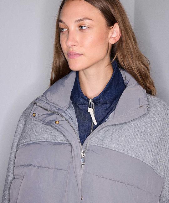 Mixed Media Puffer Coat