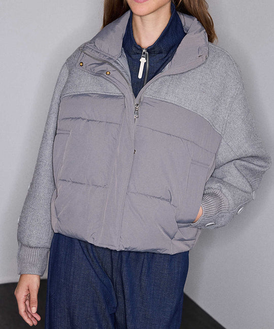 Mixed Media Puffer Coat