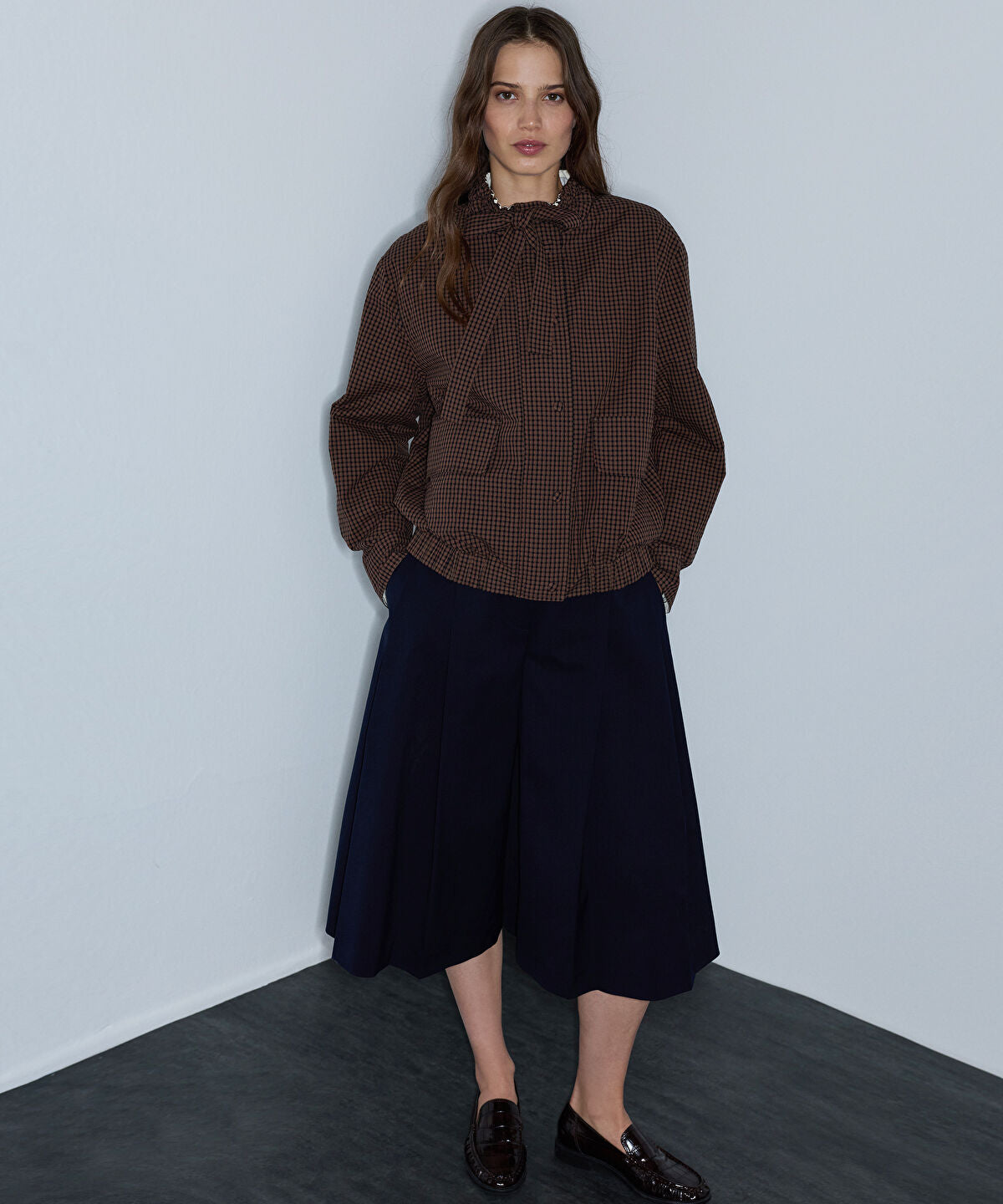 Zoomed Plaid Bomber Coat