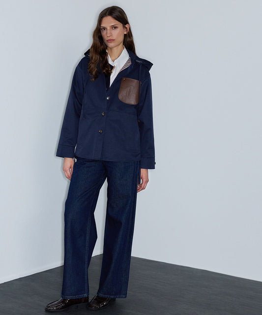Adjustable Hem Contrast Pocket Coat