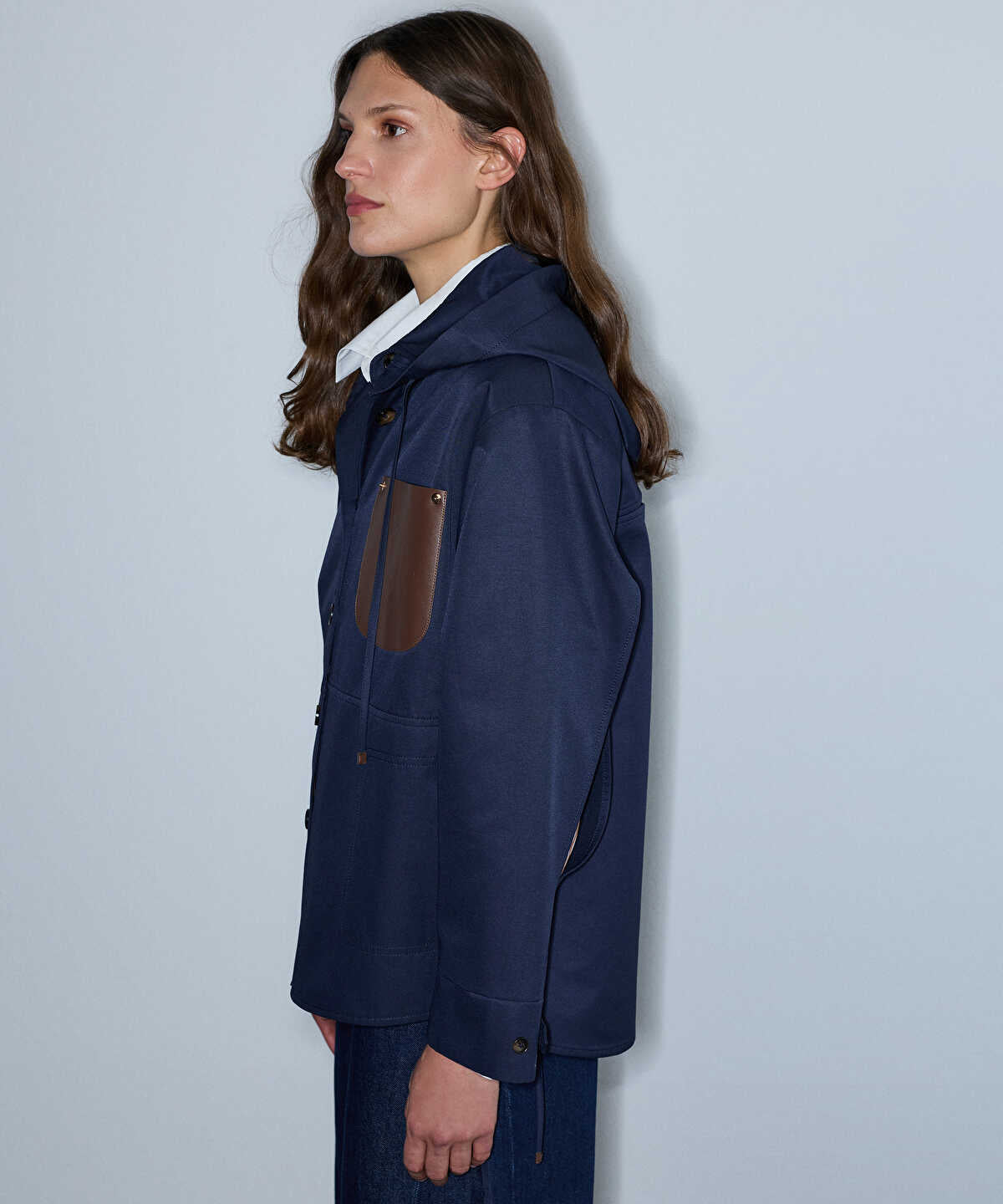 Adjustable Hem Contrast Pocket Coat