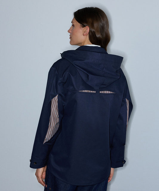 Adjustable Hem Contrast Pocket Coat