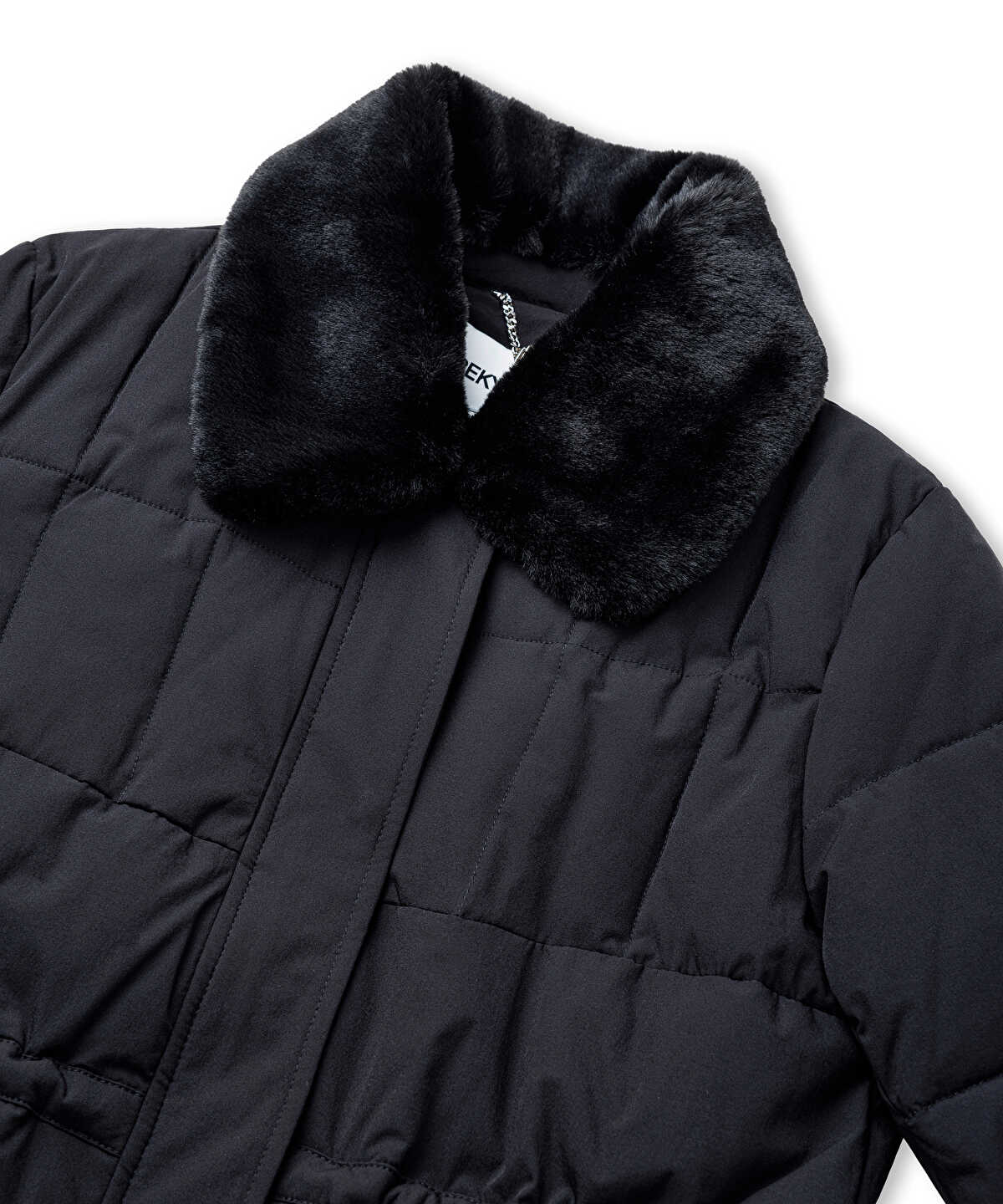 Puffer Coat with Faux Fur Collar