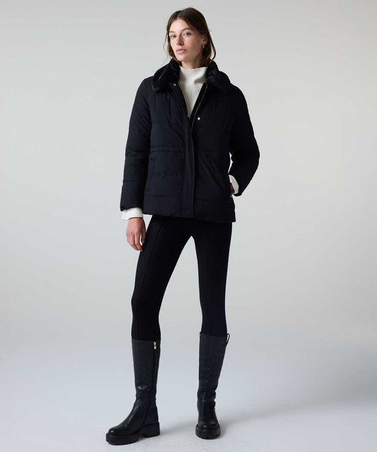 Puffer Coat with Faux Fur Collar