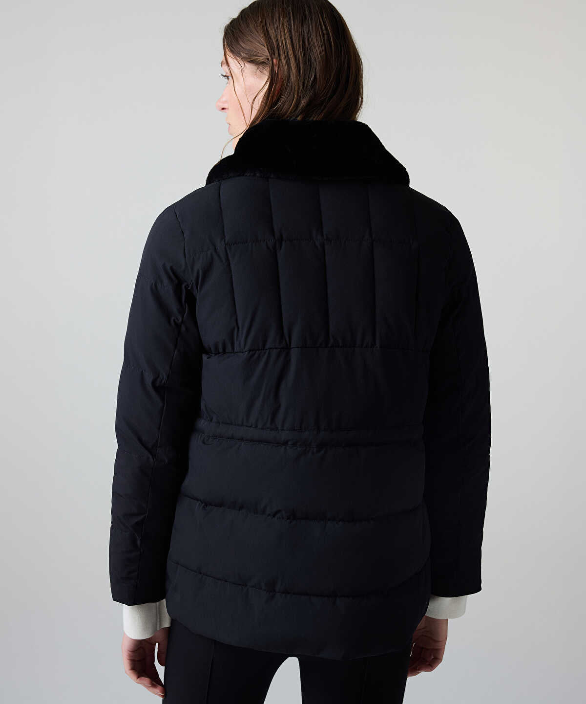 Puffer Coat with Faux Fur Collar