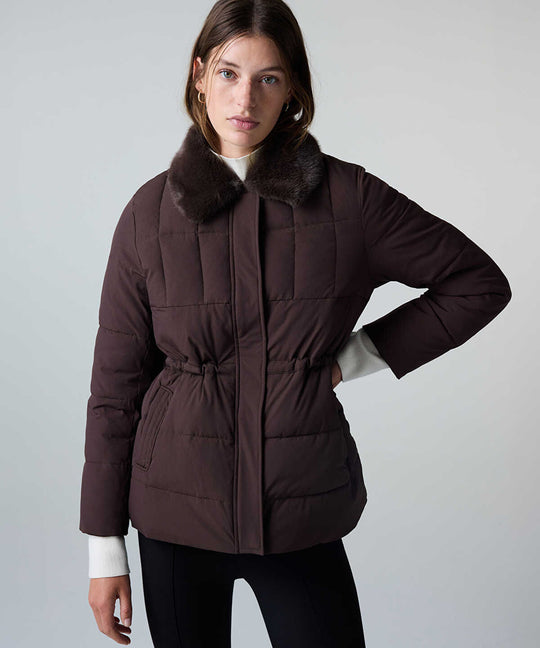 Puffer Coat with Faux Fur Collar