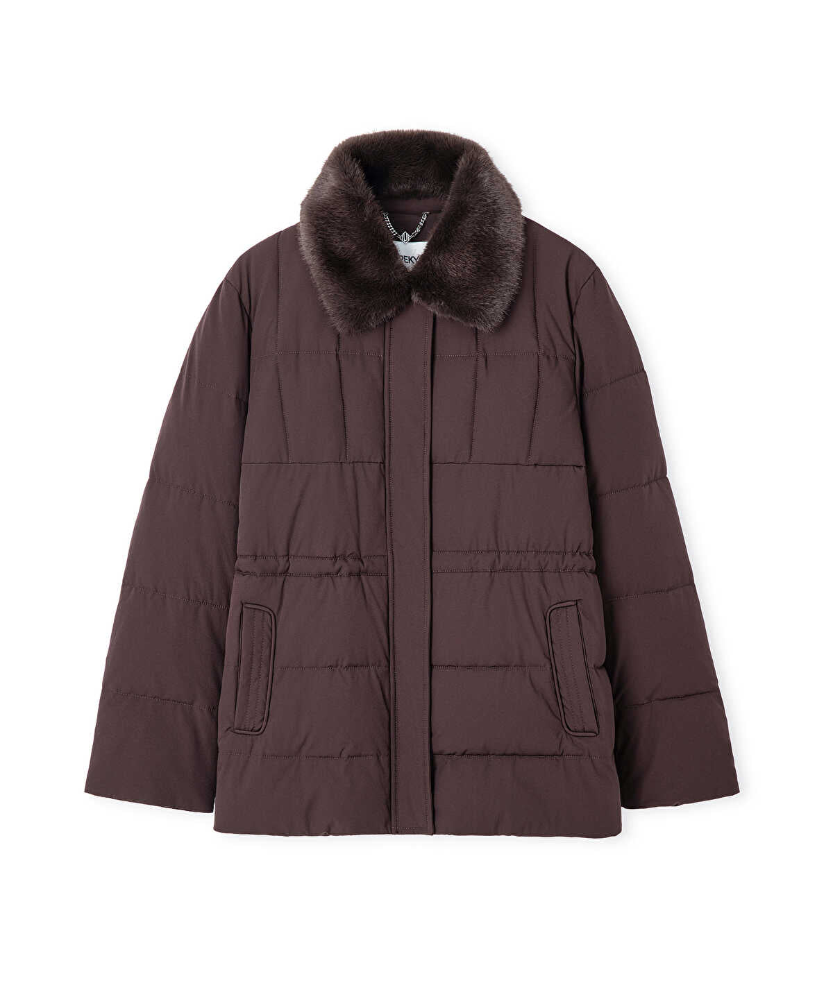 Puffer Coat with Faux Fur Collar