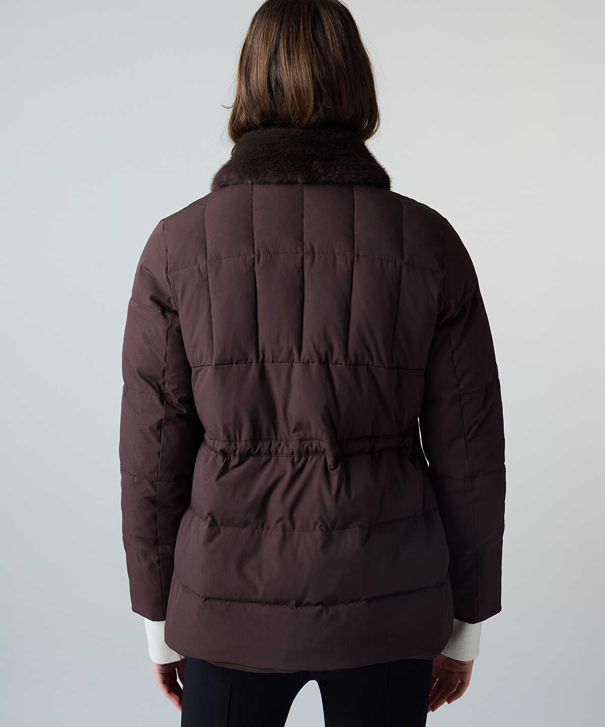Puffer Coat with Faux Fur Collar