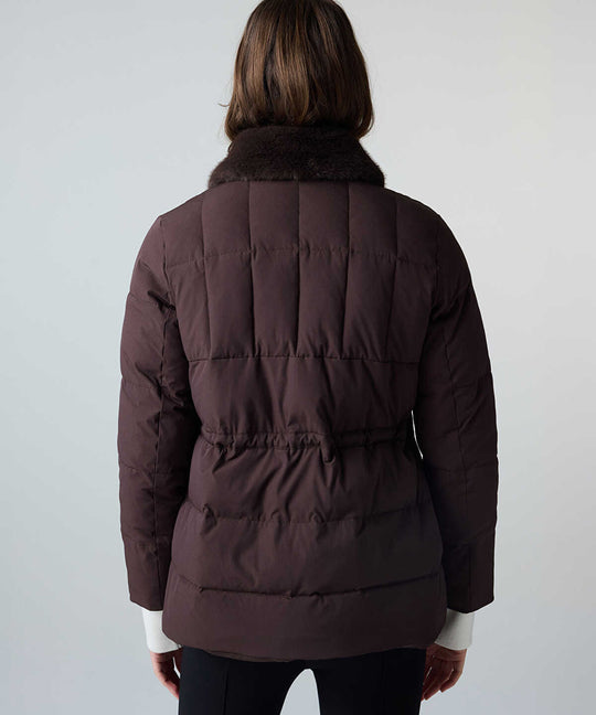 Puffer Coat with Faux Fur Collar