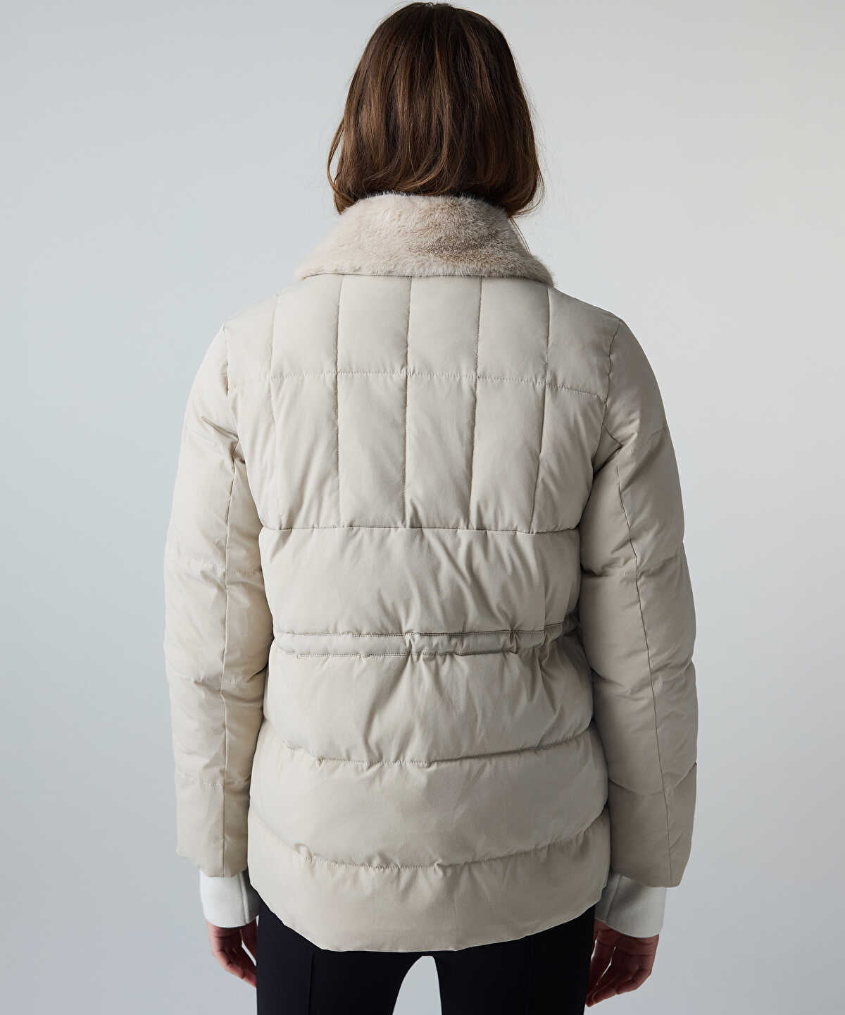 Puffer Coat with Faux Fur Collar