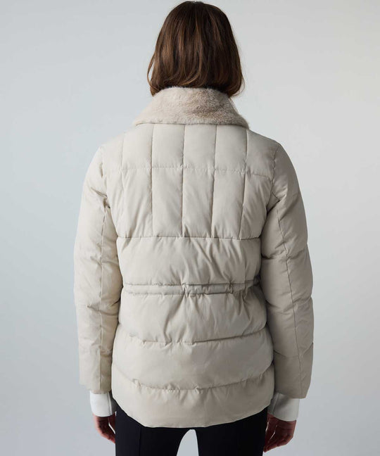Puffer Coat with Faux Fur Collar