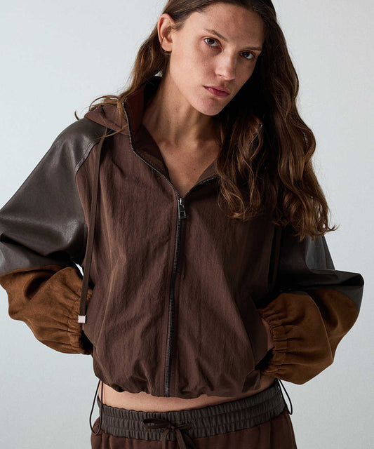 Color-Block Combination Bomber Jacket