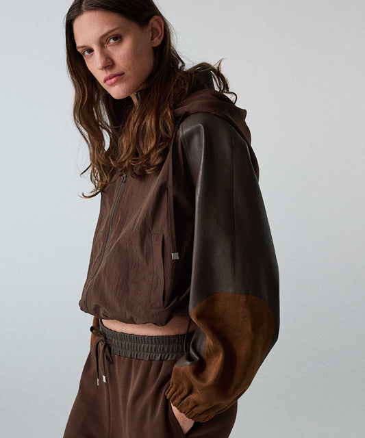 Color-Block Combination Bomber Jacket