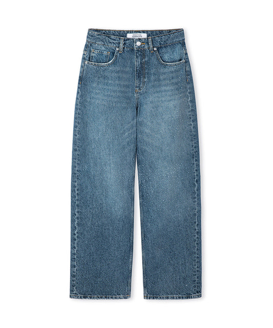 Wide-Leg Jeans with Rhinestones
