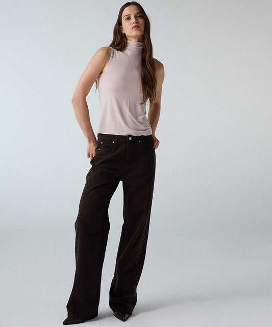 Barrel Jeans with Rhinestones