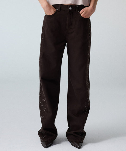 Barrel Jeans with Rhinestones