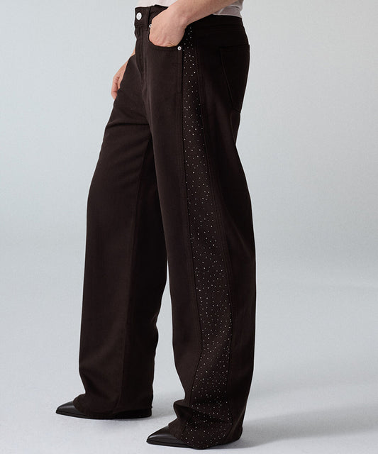 Barrel Jeans with Rhinestones