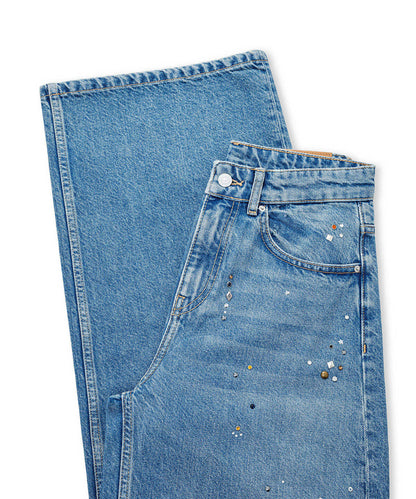 Stud-Embellished Wide-Leg Jeans