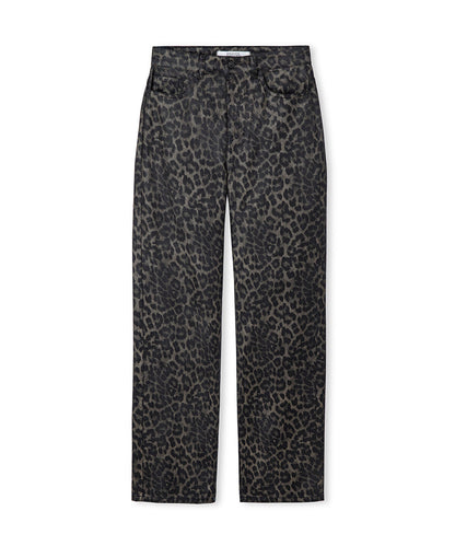 Leopard-Print Wide-Leg Jeans