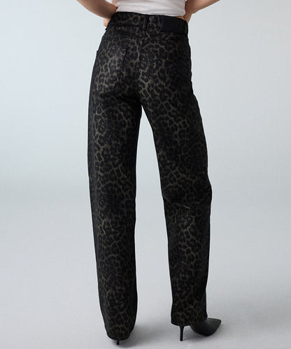 Leopard-Print Wide-Leg Jeans