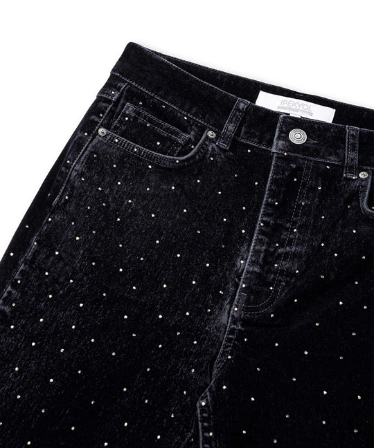 Rhinestone-Embellished Straight-Fit Jeans