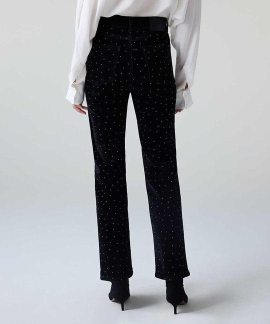 Rhinestone-Embellished Straight-Fit Jeans