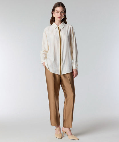 Contrast Trim Striped Shirt
