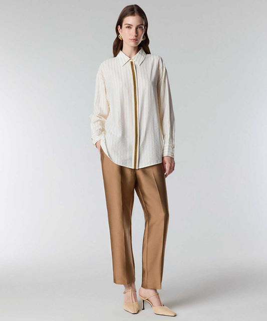 Contrast Trim Striped Shirt