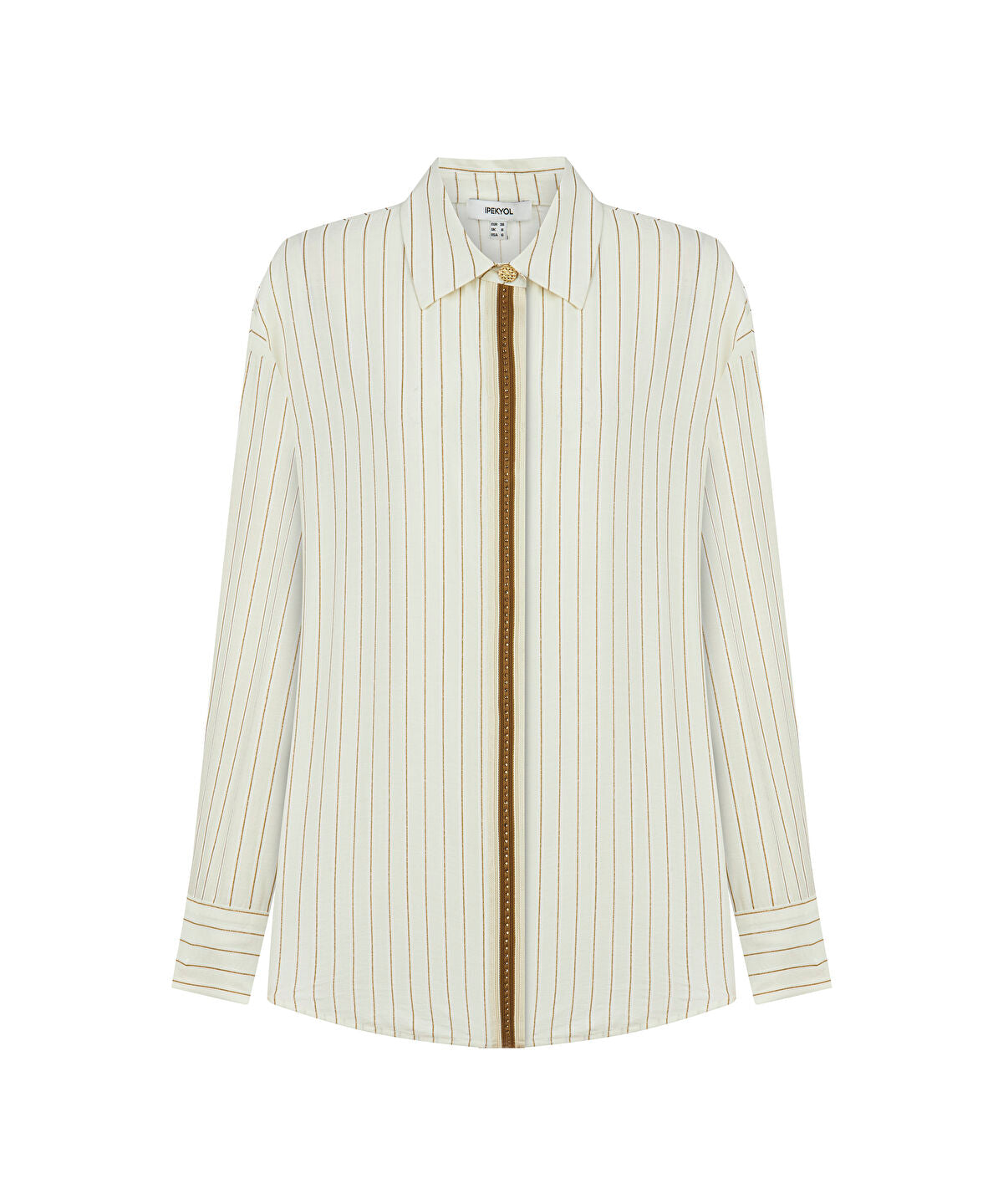 Zoomed Contrast Trim Striped Shirt