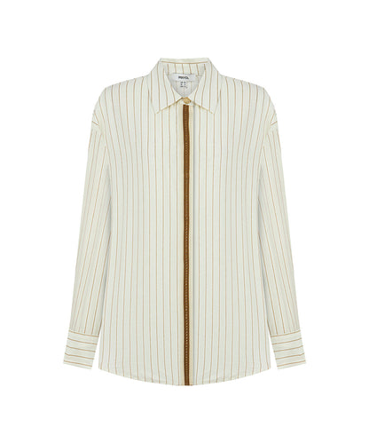 Contrast Trim Striped Shirt
